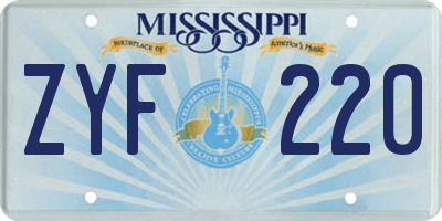 MS license plate ZYF220