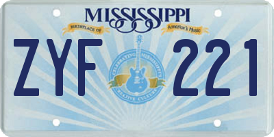 MS license plate ZYF221