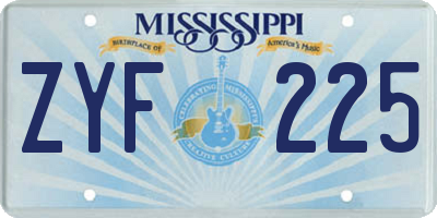MS license plate ZYF225