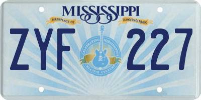 MS license plate ZYF227