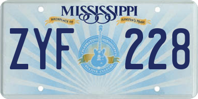MS license plate ZYF228