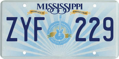 MS license plate ZYF229
