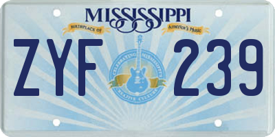 MS license plate ZYF239
