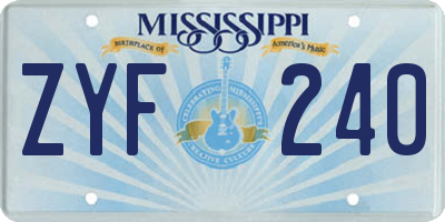 MS license plate ZYF240