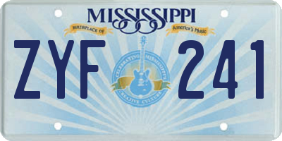 MS license plate ZYF241