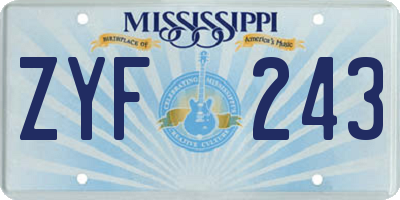 MS license plate ZYF243