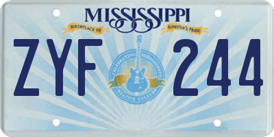 MS license plate ZYF244