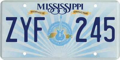 MS license plate ZYF245