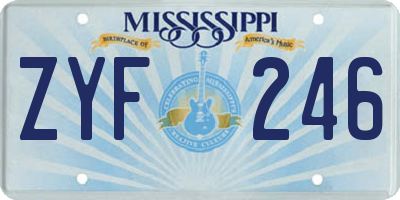 MS license plate ZYF246