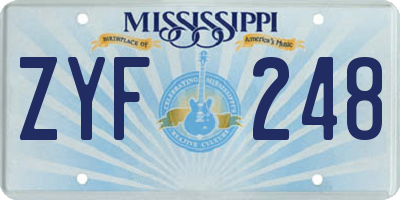 MS license plate ZYF248