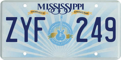 MS license plate ZYF249