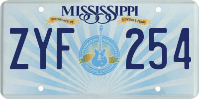 MS license plate ZYF254