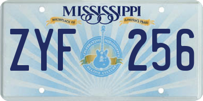 MS license plate ZYF256