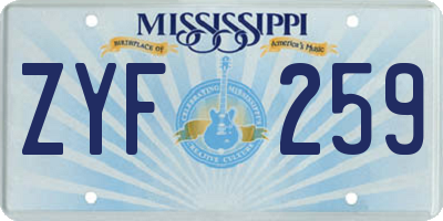 MS license plate ZYF259