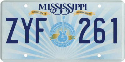 MS license plate ZYF261