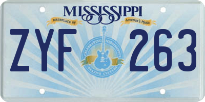 MS license plate ZYF263