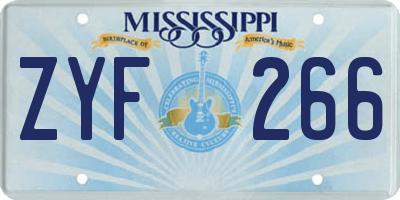 MS license plate ZYF266
