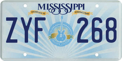 MS license plate ZYF268