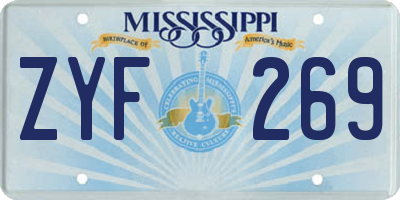 MS license plate ZYF269