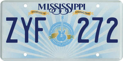MS license plate ZYF272