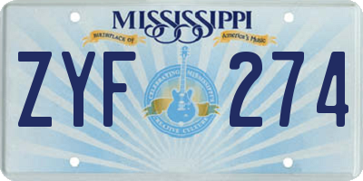 MS license plate ZYF274