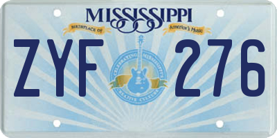 MS license plate ZYF276