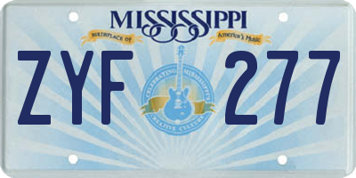 MS license plate ZYF277