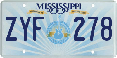 MS license plate ZYF278