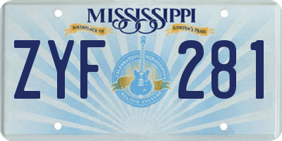 MS license plate ZYF281