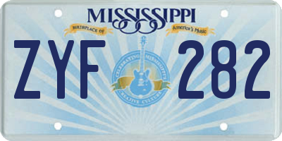 MS license plate ZYF282