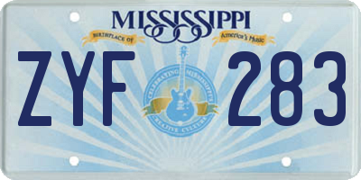 MS license plate ZYF283