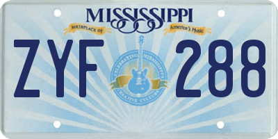 MS license plate ZYF288