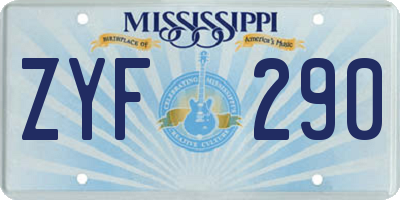 MS license plate ZYF290