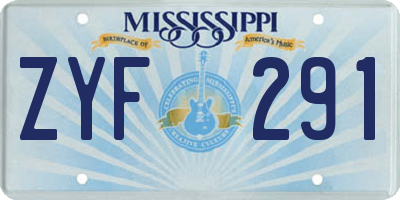 MS license plate ZYF291