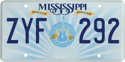 MS license plate ZYF292