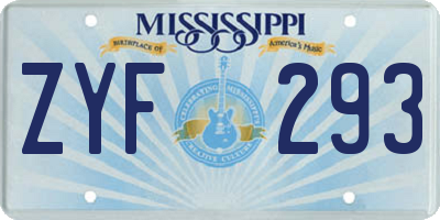 MS license plate ZYF293