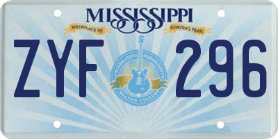 MS license plate ZYF296