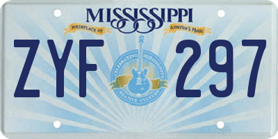 MS license plate ZYF297