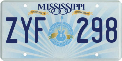 MS license plate ZYF298