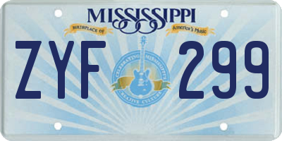 MS license plate ZYF299