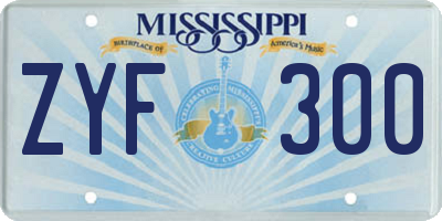 MS license plate ZYF300