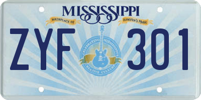 MS license plate ZYF301