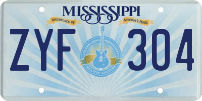 MS license plate ZYF304