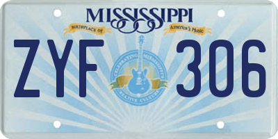 MS license plate ZYF306