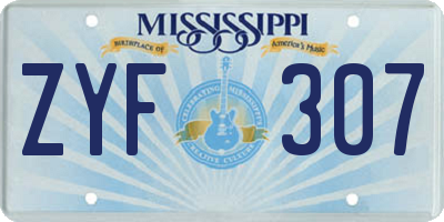 MS license plate ZYF307
