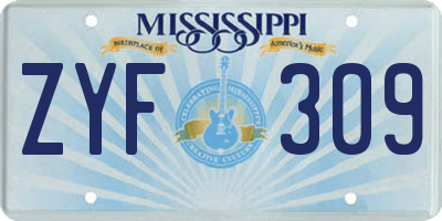 MS license plate ZYF309