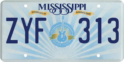 MS license plate ZYF313