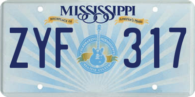 MS license plate ZYF317