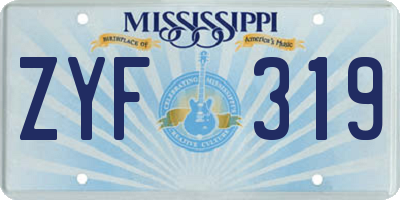 MS license plate ZYF319