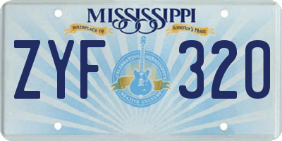 MS license plate ZYF320